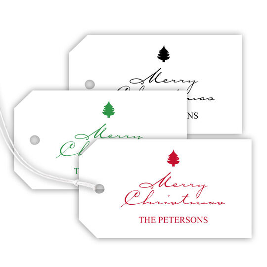 Horizontal Holiday Tree Hanging Gift Tags